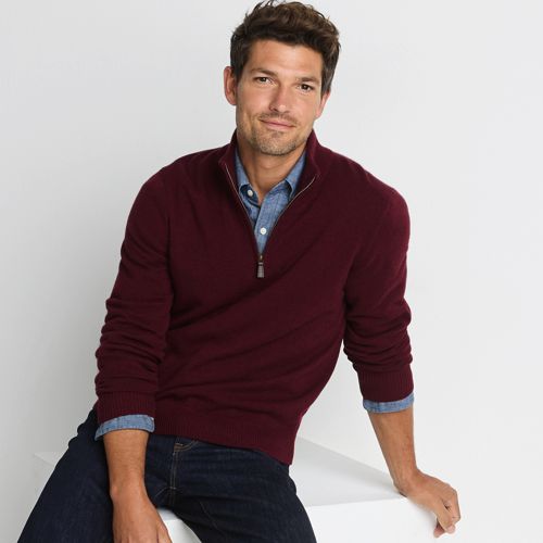 Men's Fine Gauge Cashmere Quarter Zip, alternative image