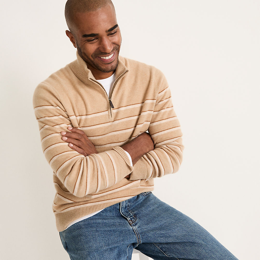 Men's Fine Gauge Cashmere Quarter Zip | Lands' End Men's Fine Gauge Cashmere Quarter Zip | Lands' End