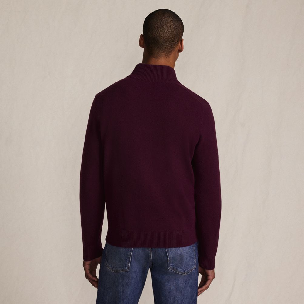 Men's Fine Gauge Cashmere Quarter Zip Sweater | Lands' End