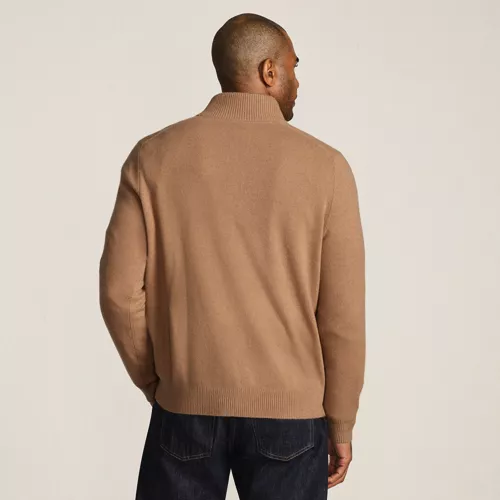 Men's Fine Gauge Cashmere Quarter Zip, Back