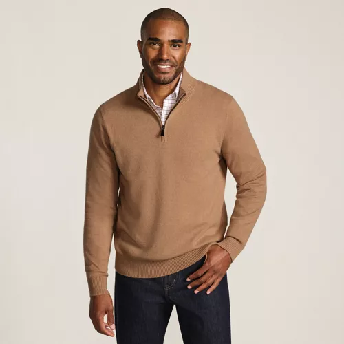 Men's Fine Gauge Cashmere Quarter Zip, Front