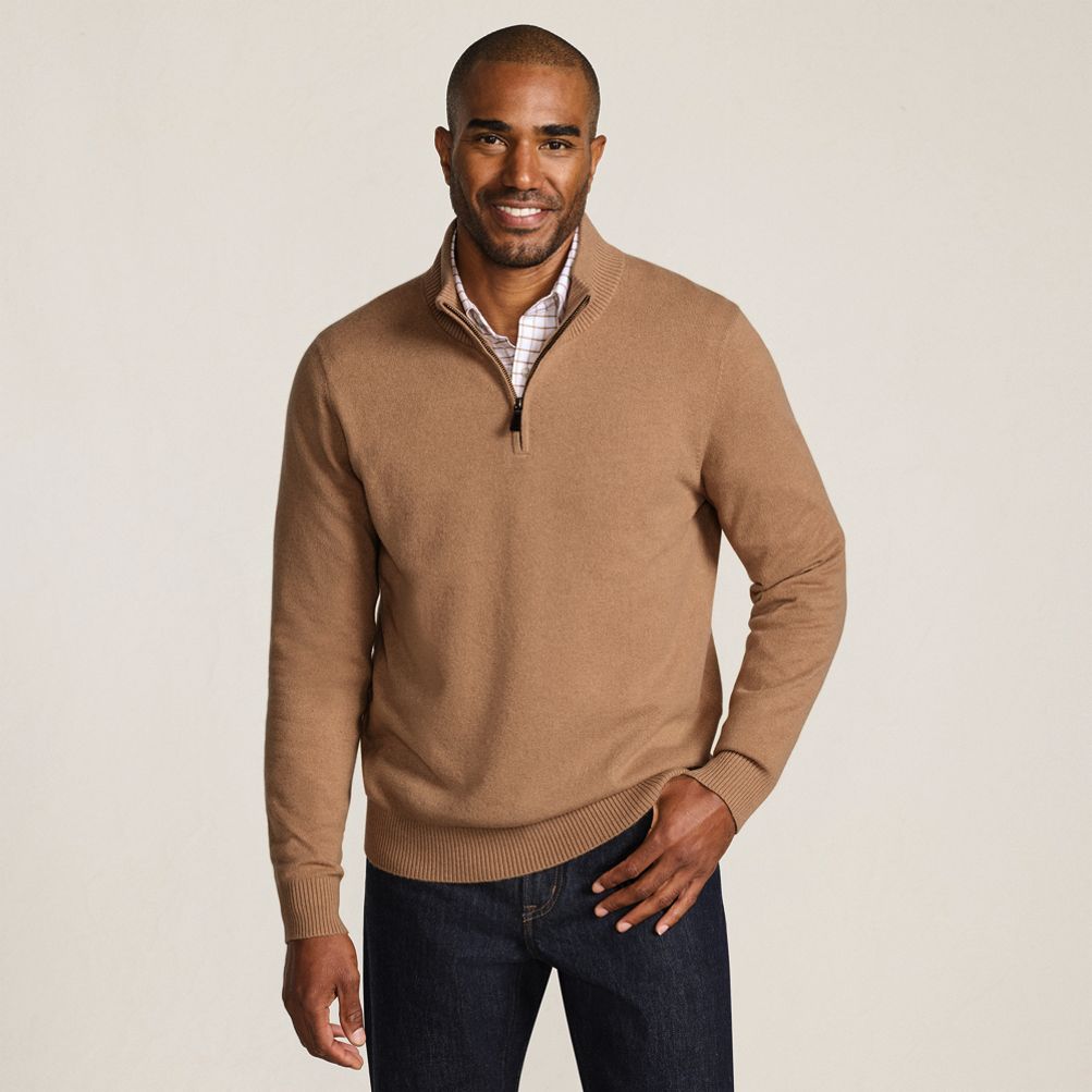 Men's Fine Gauge Cashmere Quarter Zip | Lands' End