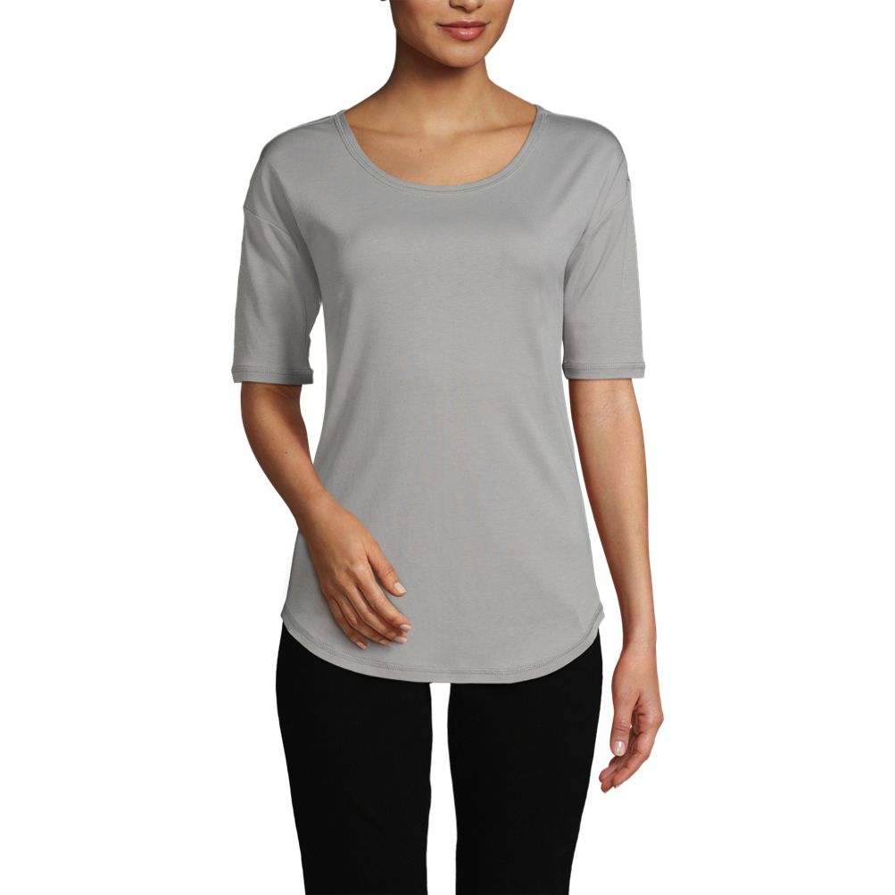Women's Supima Micro Modal Elbow Sleeve Balletneck Curved
