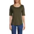 Women's Supima Micro Modal Elbow Sleeve Balletneck Curved Hem Top, Front
