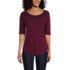 Women's Supima Micro Modal Elbow Sleeve Balletneck Curved Hem Top, Front