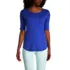 Women's Supima Micro Modal Elbow Sleeve Balletneck Curved Hem Top, Front