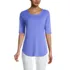 Women's Supima Micro Modal Elbow Sleeve Balletneck Curved Hem Top, Front