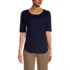 Women's Supima Micro Modal Elbow Sleeve Balletneck Curved Hem Top, Front