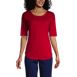 Women's Supima Micro Modal Elbow Sleeve Balletneck Curved Hem Top, Front