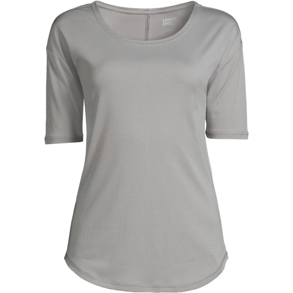 Women's Supima Micro Modal Elbow Sleeve Balletneck Curved
