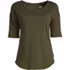 Women's Supima Micro Modal Elbow Sleeve Balletneck Curved Hem Top, Front