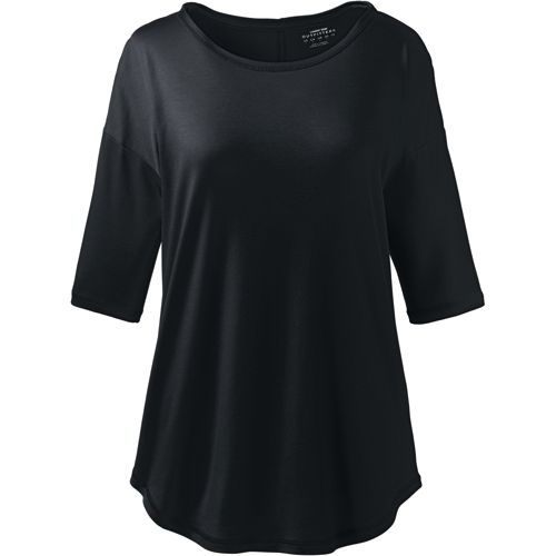 Women's Supima Micro Modal Elbow Sleeve Balletneck Curved Hem Top