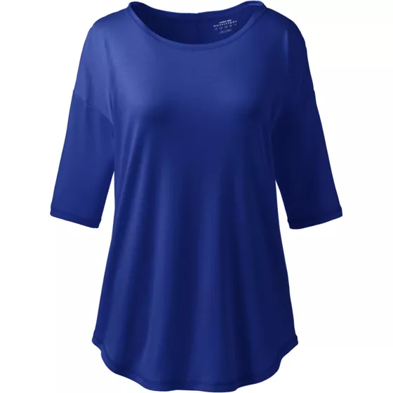 Women's Supima Micro Modal Elbow Sleeve Balletneck Curved Hem Top - primary