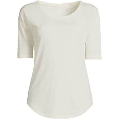 Women's Supima Micro Modal Elbow Sleeve Balletneck Curved Hem Top