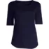 Women's Supima Micro Modal Elbow Sleeve Balletneck Curved Hem Top, Front
