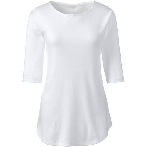 Women's Supima Micro Modal Elbow Sleeve Balletneck Curved Hem Top