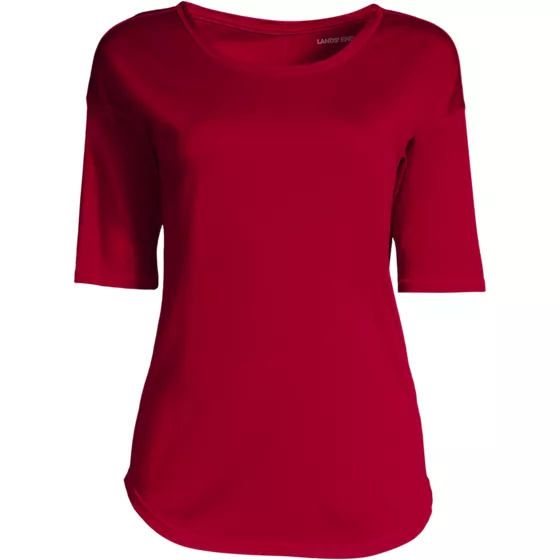 Women's Supima Micro Modal Elbow Sleeve Balletneck Curved Hem Top - primary