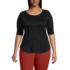 Women's Plus Size Supima Micro Modal Elbow Sleeve Balletneck Curved Hem Top, Front