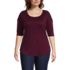 Women's Plus Size Supima Micro Modal Elbow Sleeve Balletneck Curved Hem Top, Front