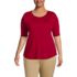 Women's Plus Size Supima Micro Modal Elbow Sleeve Balletneck Curved Hem Top, Front