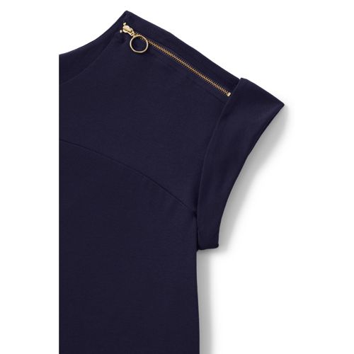 Women's Supima Micro Modal Roll Sleeve Zip Shoulder Top - image 4
