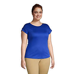 Women's Plus Size Supima Micro Modal Roll Sleeve Zip Shoulder Top, alternative image
