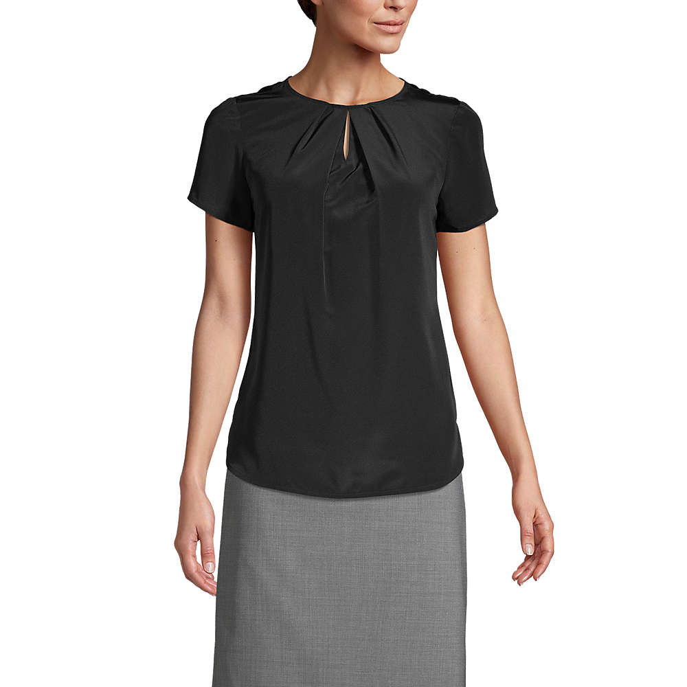 Women's Short Sleeve Keyhole Blouse Top, Front