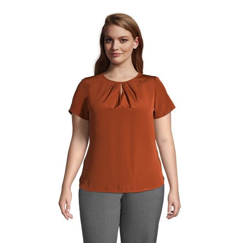 Swim 365 Women's Plus Size Split-neck Short Sleeve Swim Tee With