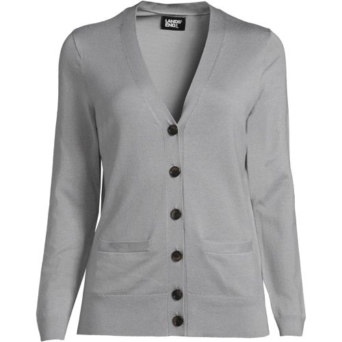 Women's Long Sleeve Performance Fine Gauge V-neck Cardigan Sweater with Pockets