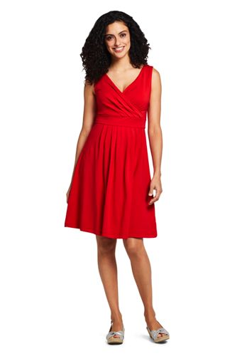 Women's Banded Waist Fit and Flare Dress Knee Length from Lands' End