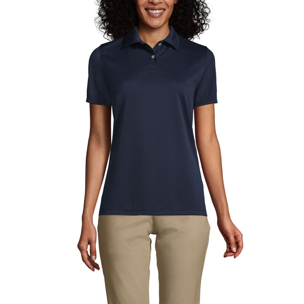 Women's Short Sleeve Poly Pique Polo Shirt | Lands' End