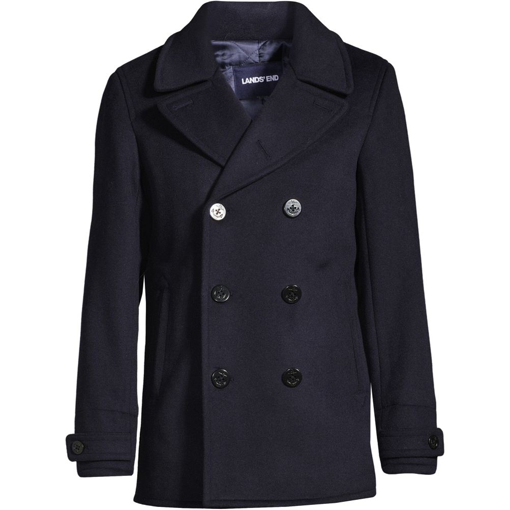 Lands' End Tan Wool newest Peacoat