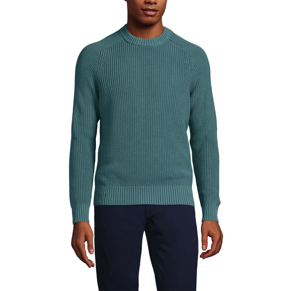 トップス LANDS' END THE DRIFTER SWEATER M 1990s Lands End “Drifter” Mens Size L 42-44/Blue Knit Sweater-6528