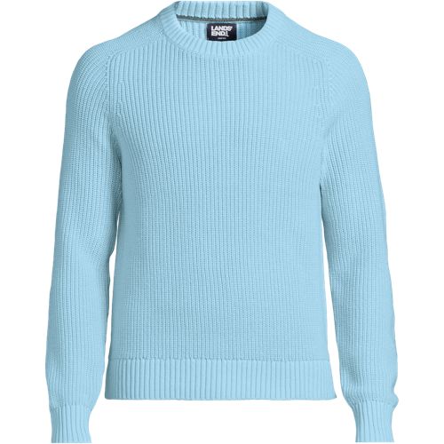 Men's Cotton Drifter Saddle Crewneck Shaker Sweater | Lands' End