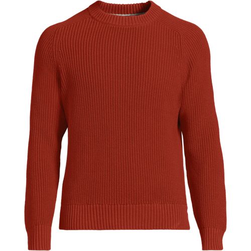 Shaker Rib Drifter Cotton Jumper, Men, size: M, regular, Brown, Cotton, by Lands' End
