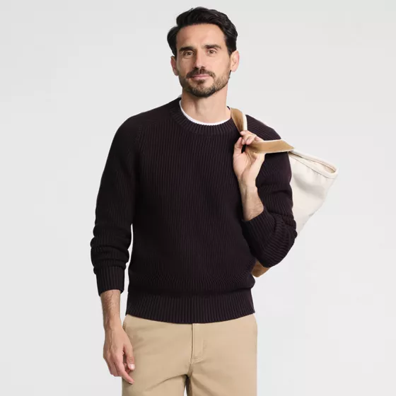 Men's Cotton Drifter Saddle Crewneck Shaker Sweater - primary