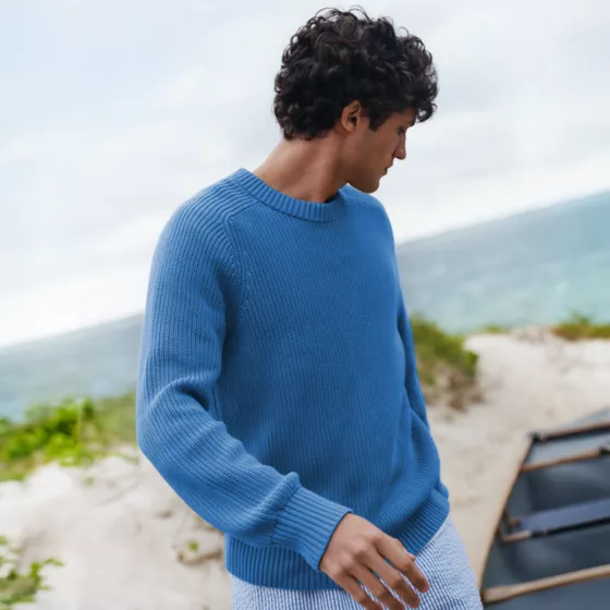 Men's Cotton Drifter Saddle Crewneck Shaker Sweater - primary