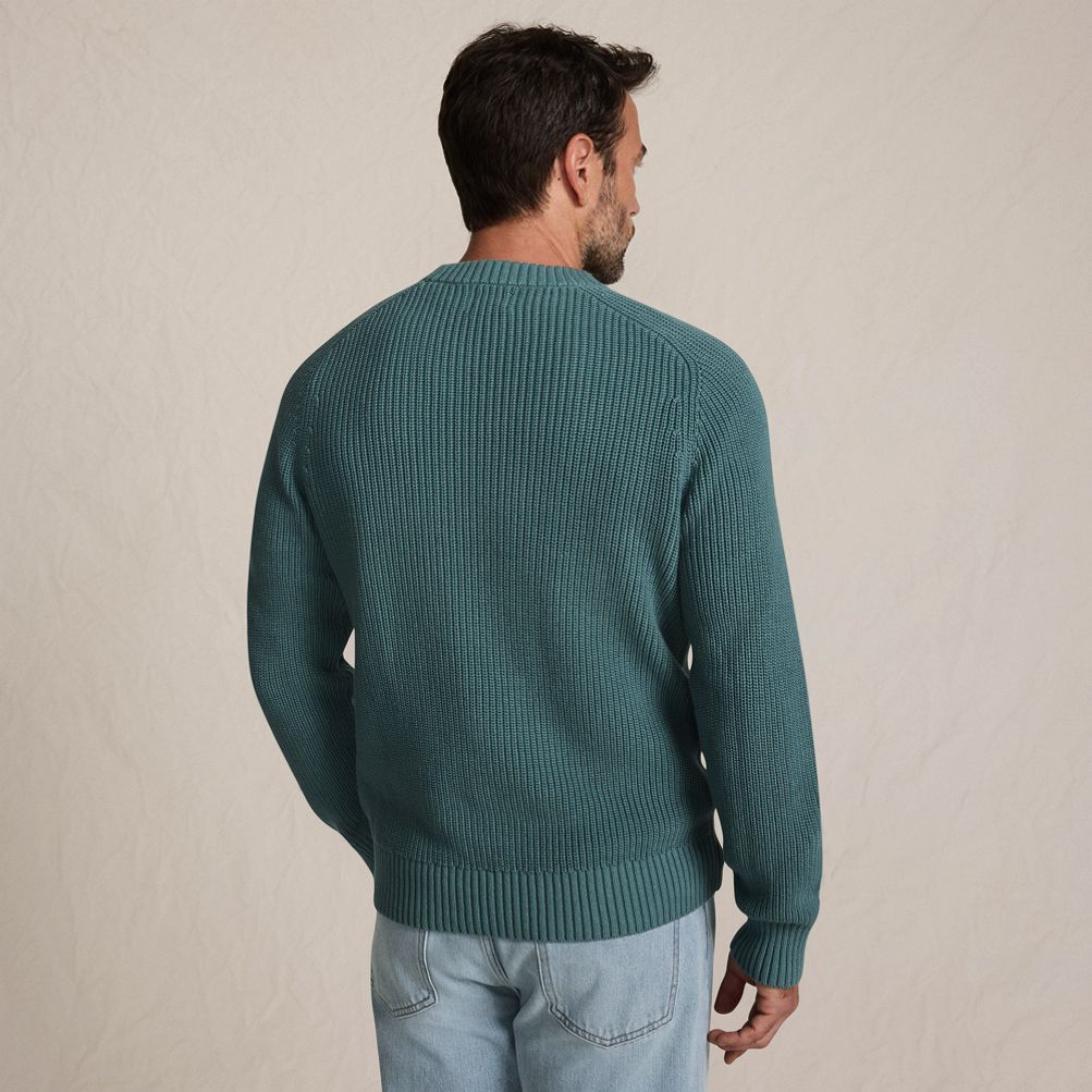 Men's Cotton Drifter Saddle Crewneck Shaker Sweater | Lands' End