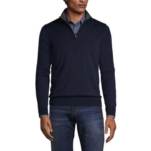 LJ&S Heavyweight Quarter-Zip Men's Tall Pullover in Vintage Midnight Navy