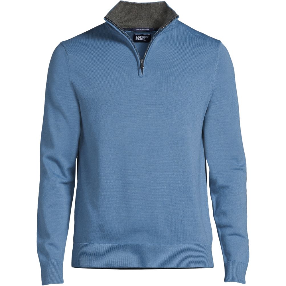 Tri-Color Lightweight Cotton Quarter-Zip Pullover