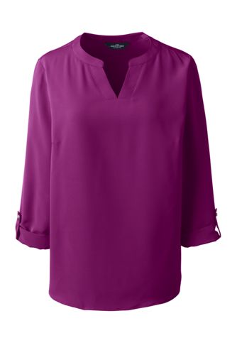 Lands End Women's Top S Purple Cotton with Lyocell Modal, Spandex