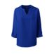 Women's Petite Roll Tab Sleeve Split Neck Blouse Top, Front