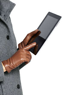 Women's EZ Touch Screen Cashmere Lined Leather Gloves, Front