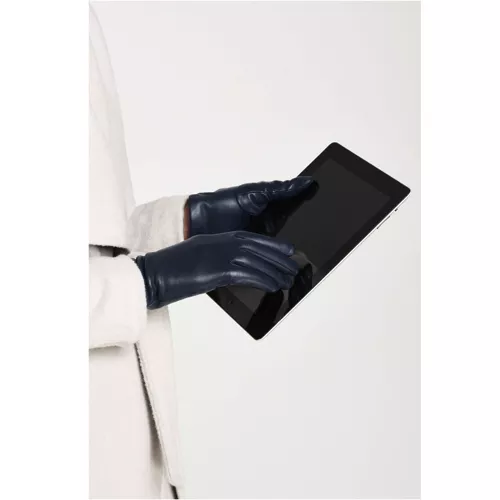 Women's EZ Touch Screen Cashmere Lined Leather Gloves, Front