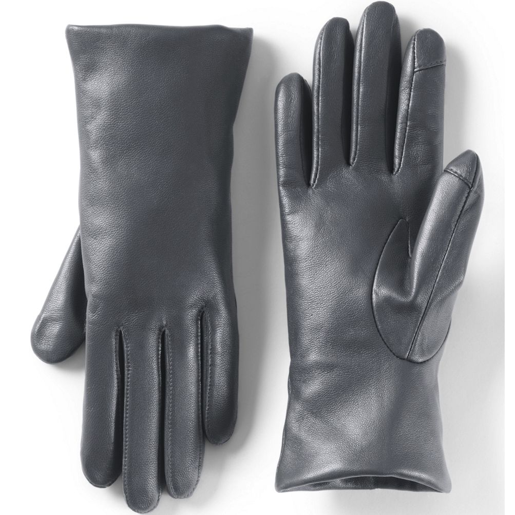 Women's EZ Touch Screen Cashmere Lined Leather Gloves | Lands' End