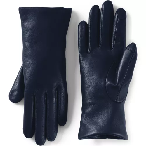Women's EZ Touch Screen Cashmere Lined Leather Gloves, Front