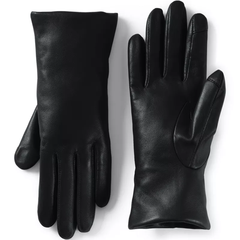 Women's EZ Touch Screen Cashmere Lined Leather Gloves, Front