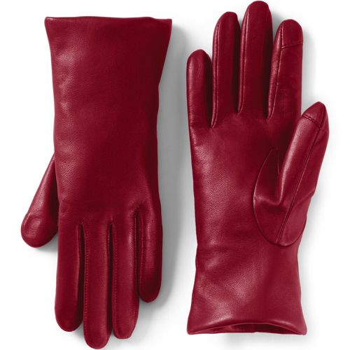 Lands' End Women's EZ Touch Screen Cashmere Lined Leather Gloves