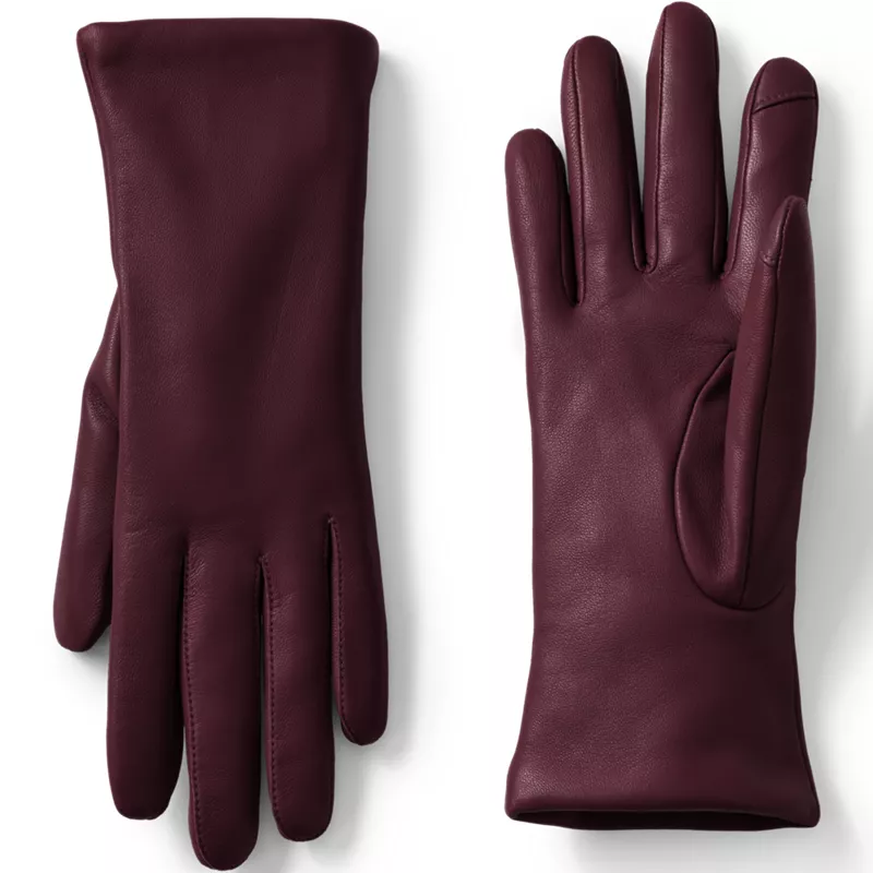 Women's EZ Touch Screen Cashmere Lined Leather Gloves, Front