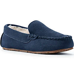 Kids Suede Leather Moccasin Slippers, Front